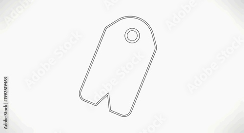 Clean vector outline of a modern blank tag, ideal for retail labeling, product identification, or creative graphic design projects requiring a simple placeholder and clear information display