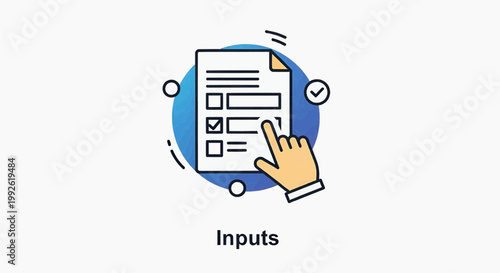 Concept of user inputs and form submission on a digital interface with a hand selecting an option, symbolizing data entry and completion of tasks