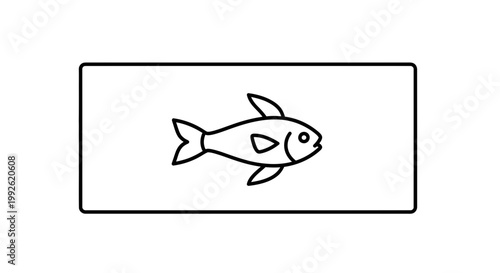 Simple Line Art Icon of a Fish on a White Background