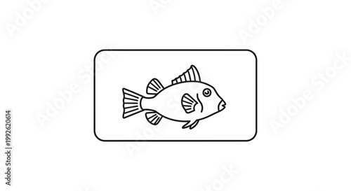 Simple Line Art Icon of a Fish Swimming, Vector Illustration