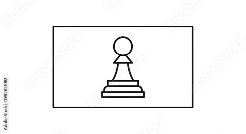 Simple Chess Pawn Icon on White Background, Minimalist Strategy Game Piece