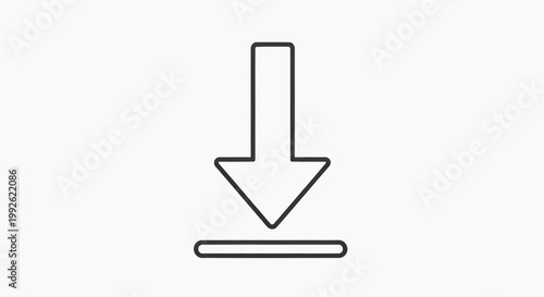 A simple line drawing of a downward arrow pointing towards a horizontal line, representing download or save functionality