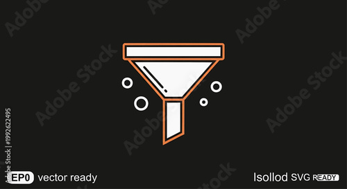 A graphic illustration of a funnel with bubbles rising from it on a black background