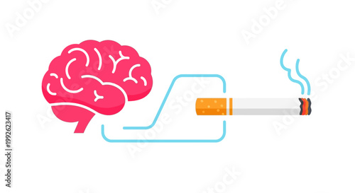 Brain and smoking connection, a symbol of addiction and its effect on health