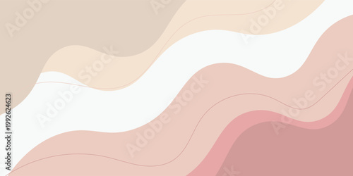 Abstract organic wavy background in earth tones and nude palette. Modern fluid shapes and minimalist lines for aesthetic branding, wellness, and lifestyle backdrop.