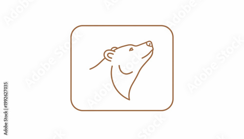 Minimalist Bear Head Outline Icon, Elegant Line Art, Nature Wildlife Symbol