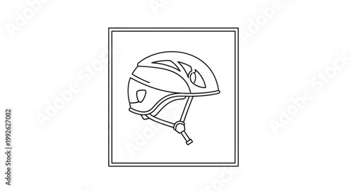 Minimalist Bicycle Helmet Icon, Safety Gear Line Art, Cycling Protection Symbol