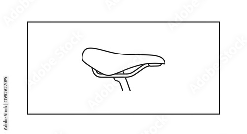 Minimalist Bicycle Saddle Line Art Icon on White Background