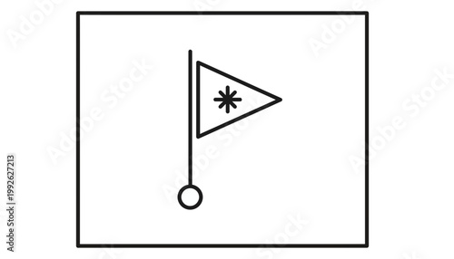 Minimalist flag icon with asterisk symbol, simple geometric design, vector graphic