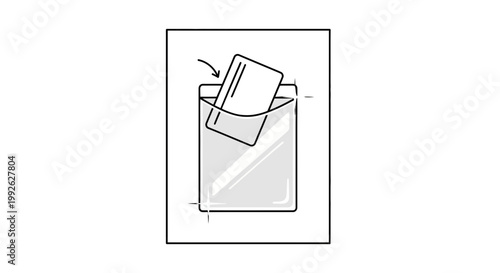 Hand inserting credit card into clear plastic protective sleeve for security