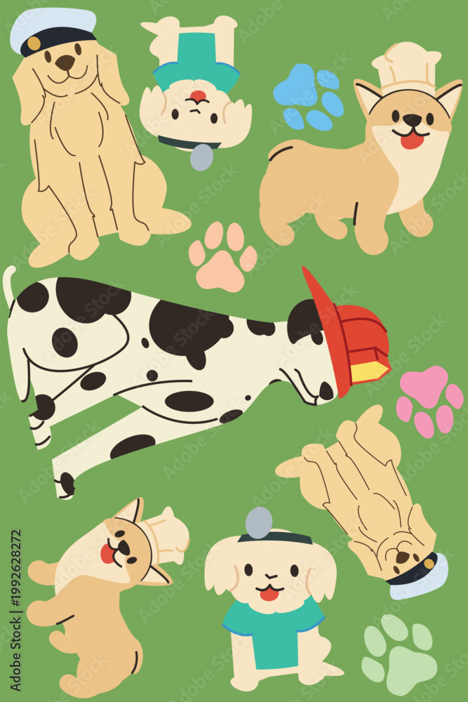 Fototapeta premium Dog_Labor_Day_Pattern.eps