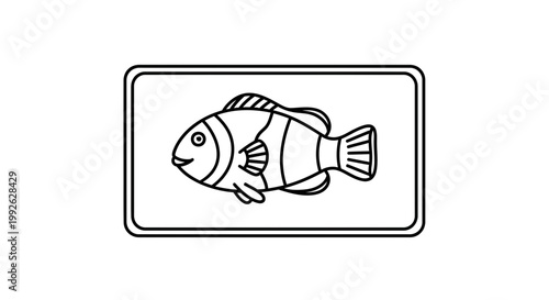 Clownfish Icon, Simple Line Art, Marine Life, Tropical Fish