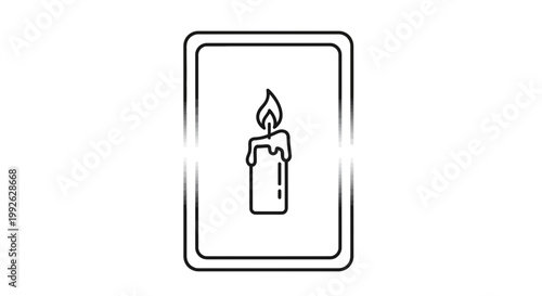 Candle Flame Icon, Minimalist Line Art, Symbol of Light, Hope, and Energy