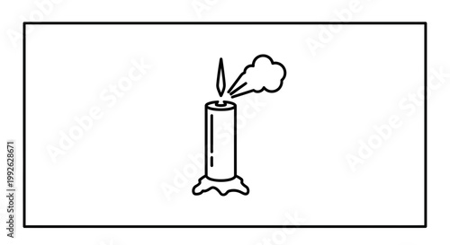 Candle Flame Extinguished, Smoke Wisps Rising, Minimalist Line Art