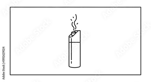 Aerosol spray can emitting a stream of vapor, simple line drawing icon.