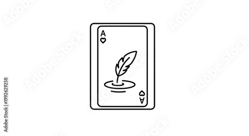 Ace of Hearts Playing Card with Feather Icon