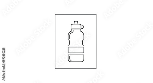 Simple Line Art Icon of a Water Bottle, Hydration and Fitness Symbol