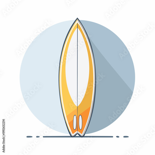 Stylized illustration of a surfboard with a shadow effect
