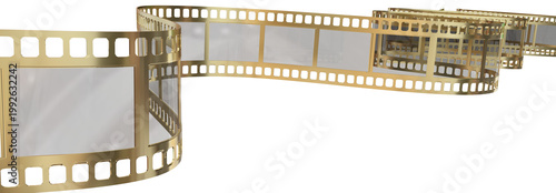 movie film stripe gold golden isolated for cinema background - 3d rendering