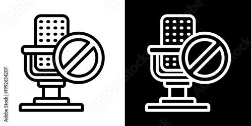 Muted Microphone Icon Set White Style Collection