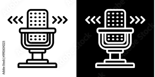 Microphone Icon Set White Style Collection