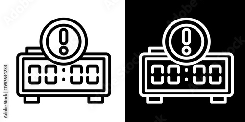 Alarm Clock Icon Set White Style Collection