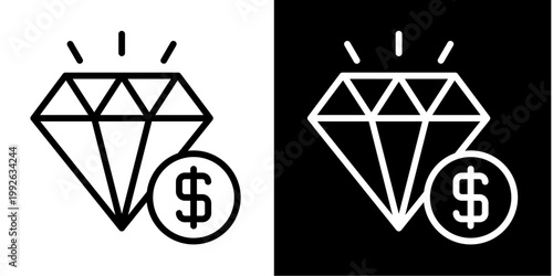 Diamond Value Icon Set White Style Collection