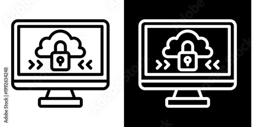 Cloud Security Icon Set White Style Collection
