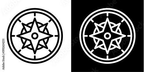 Compass Icon Set White Style Collection