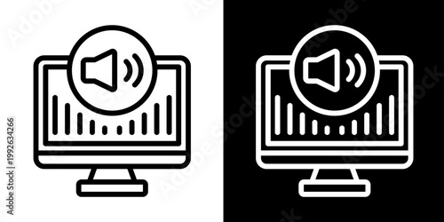 Audio Control Icon Set White Style Collection