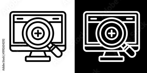 Search Screen Icon Set White Style Collection