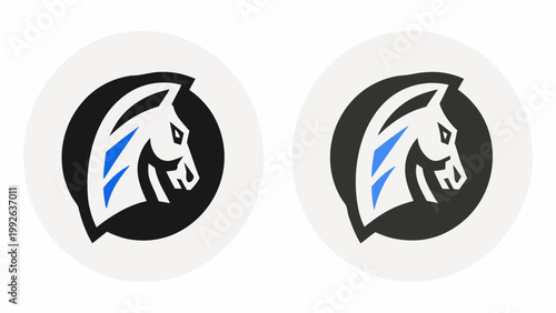 Free Download Two stylized horse head logos presented in black and white variations - GFXLoad