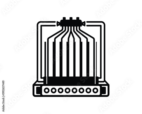 DNA sequencer capillary array vector illustration for genetic analysis projects