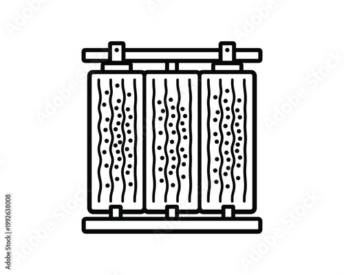 Electrostatic precipitator collection system line art icon illustrates an industrial air filter device.
