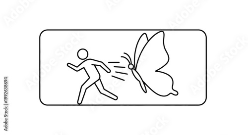 Person Chasing a Butterfly - Concept of pursuit, freedom, and nature