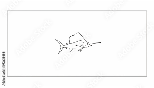 Minimalist Line Art Sailfish Illustration on White Background