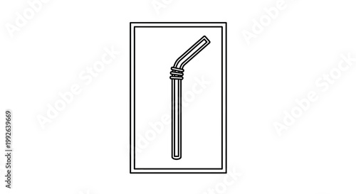 Juice box with straw icon, simple line art, beverage packaging symbol