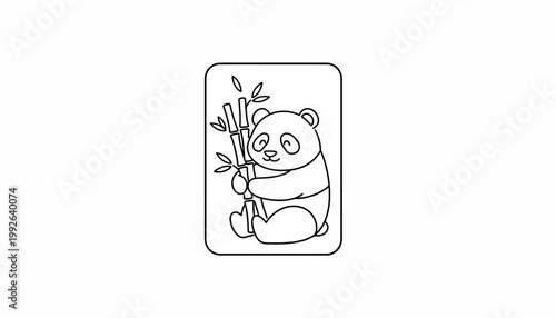 Cute Panda Hugging Bamboo Illustration