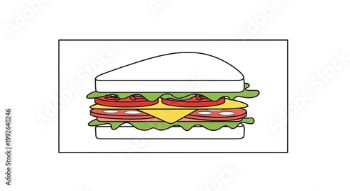 Delicious Sandwich with Ham, Cheese, Tomato, and Lettuce