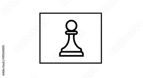 Black and white icon of a chess pawn inside a square frame