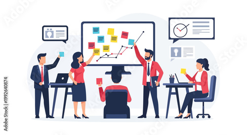 Business team discussing marketing strategy.