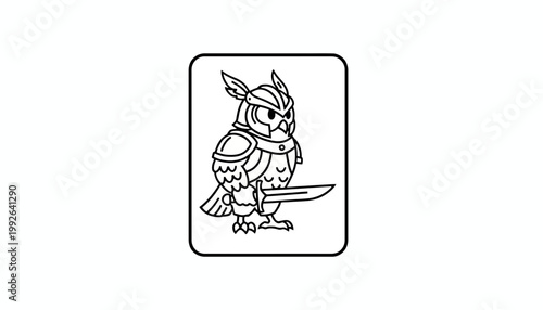Warrior Owl Holding Sword, Cartoon Character, Fantasy Creature