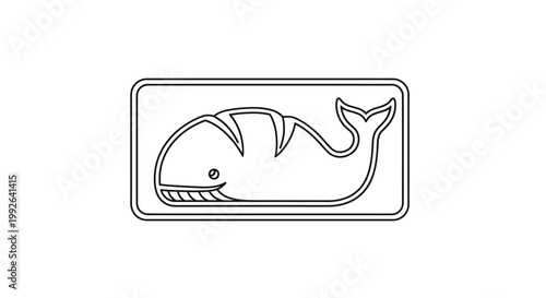 Whale Shaped Bread Loaf Icon - Minimalist Outline Vector Art