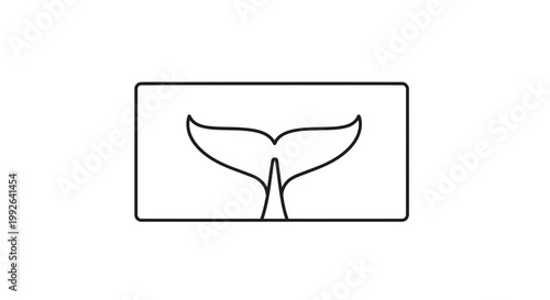 Whale Tail Icon: Minimalist Vector Illustration of a Humpback Whale Fluke Diving