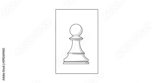 White Chess Pawn Icon on White Background, Minimalist Design, Strategy Game Piece