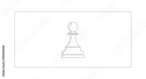 White Chess Pawn Silhouette on White Background - Strategic Game Piece Icon