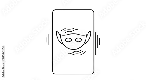 Smartphone with mask icon and sound waves, concept of digital privacy and security