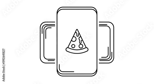 Smartphone with Pizza Slice Icon, Food Delivery App Concept, Online Ordering