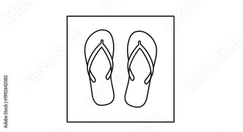 Simple Line Art Illustration of a Pair of Flip-Flops