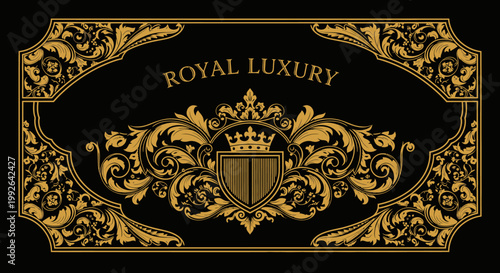 Golden Luxury Royal Crest Emblem Design.